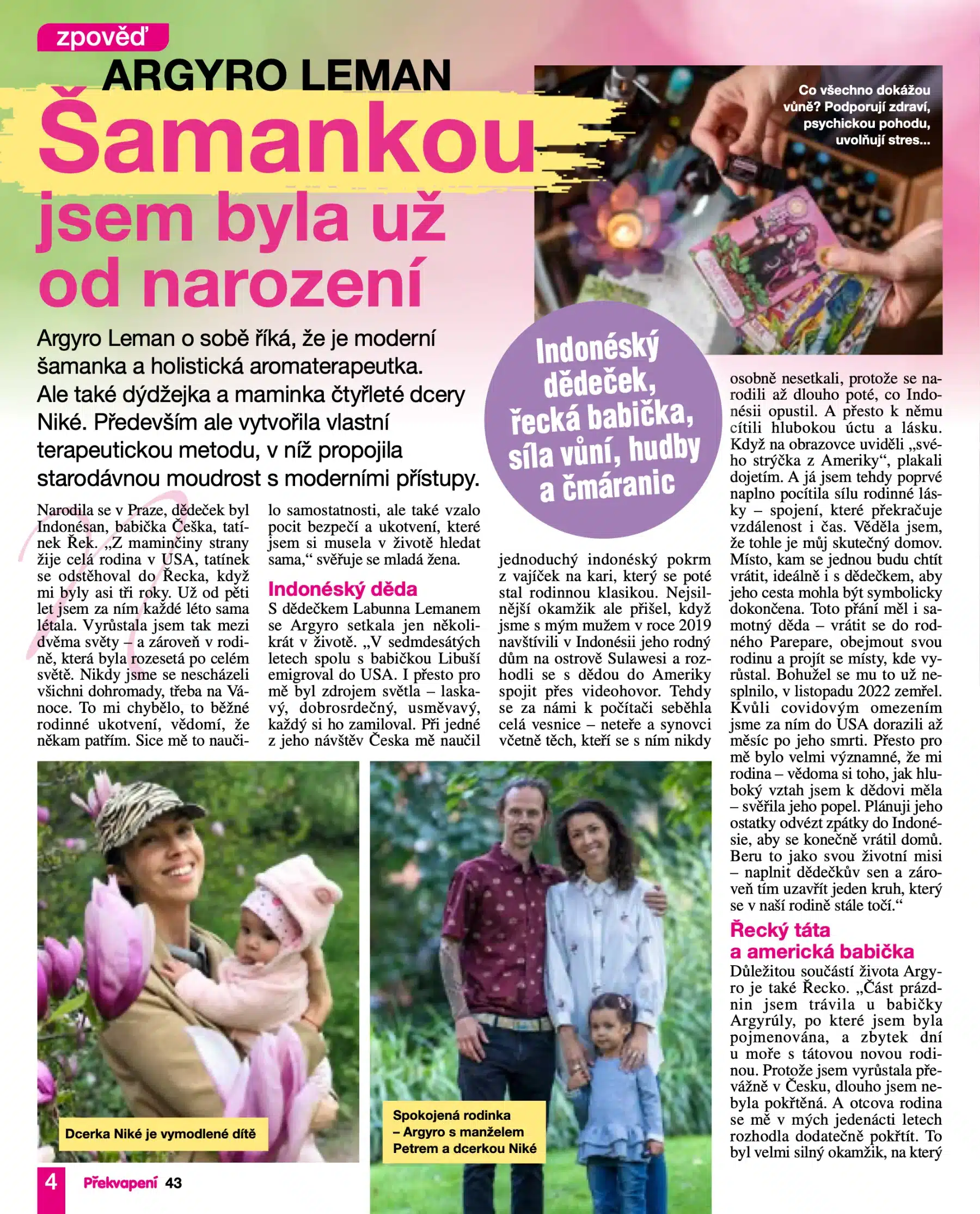 Argyro Leman - rozhovor v casopise Prekvapeni: Samankou jsem byla uz od narozeni